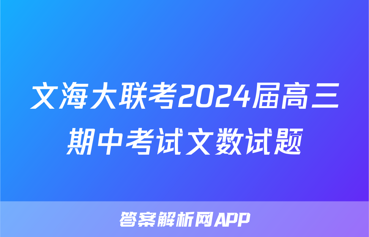 文海大联考2024届高三期中考试文数试题